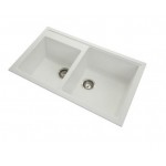 Carysil White Double Bowl Granite Kitchen Sink Top/Flush/Under Mount 860 x 500 x 205mm